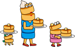 ホット犬のパンちゃんとパンケーキママとホットケーコちゃん